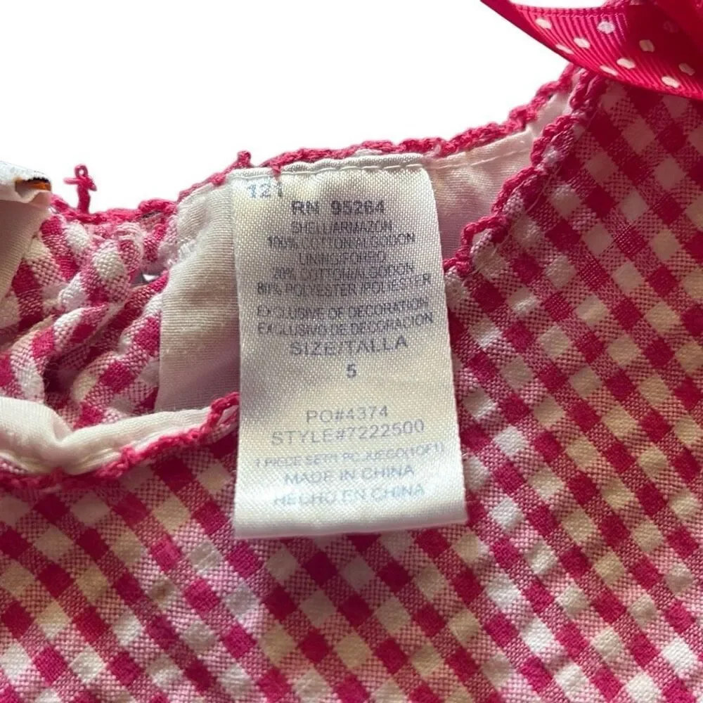 Petit Peony Strawberry Print B.T. Kids Seersucker Embroidered Tier Dress Girls 5